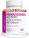 Borstvoeding Fenegriek Capsules met Venkel voor Borstvoeding, 2300 mg per capsule, 120 Telling, Fenegriek Pillen Non-GMO, Glutenvrije Fenegriek Zaden Extract Supplementen, Fenogreco Capsulas