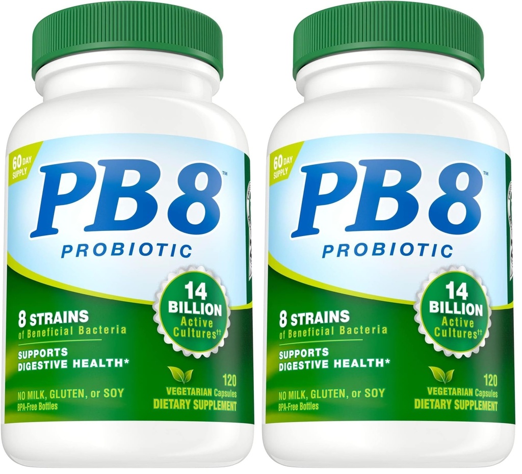 Nutrition Now PB 8 Probiotic Acidophilus for Life* Vegetarisch Dieetsupplement voor mannen en vrouwen, 120 Count (Pack of 2)
