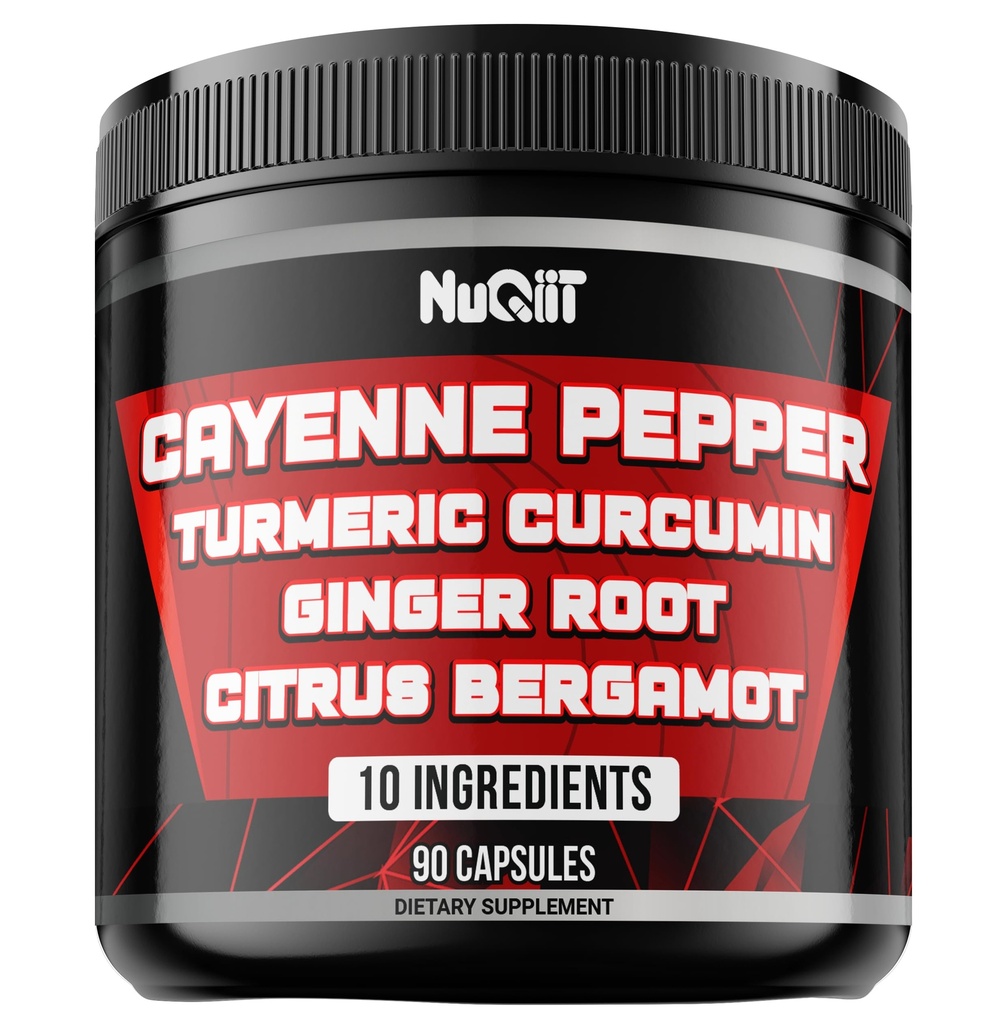 Cayenne Pepper Supplementen met Kurkuma Curcumin Root, Gemberwortel, Citrus Bergamot & More - Digestieve gezondheid, immuunsysteem, gezondheid van het hart en gezamenlijke gezondheid - 90 capsules