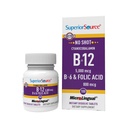 Superior Source No Shot Vitamine B-12 Cyanocobalamine 5000 mcg, B-6, acide folique 800 mcg - Soutien Santé du cerveau et du coeur - Aide les niveaux d'énergie naturelle - 100 comprimés de dissolution sublinguales
