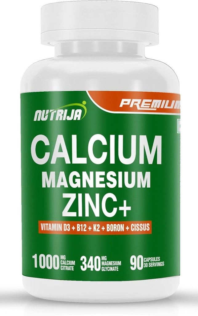 Calcium Magnesium Zink met vitamine D3, boron, K2 & B12 (90 capsules)
