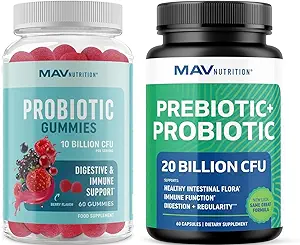 Probiotische en Prebiotische Capsules en Probiotische Gummies Complete Gut Health, Digestie, en Immune Support Bundel 