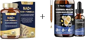Totaria NAD Supplément pour femmes hommes 120 Capsules 15-IN-1Cortisol gouttes liquides 2 FL.OZ