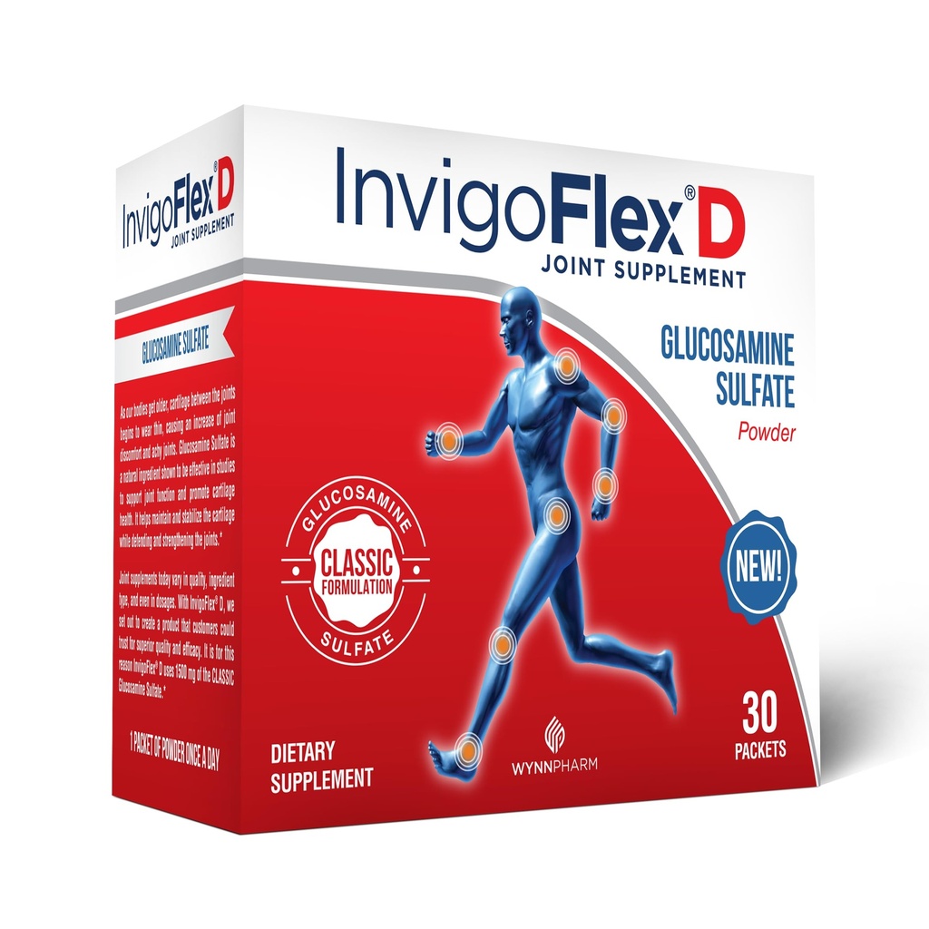 INVIGOFLEX® D - 1500mg Glucosaminesulfaatpoeder (klassieke formulering) - Premium Joint Supplement voor knieën, handen, rug en hiep ondersteuningspakketten 30 pakketten
