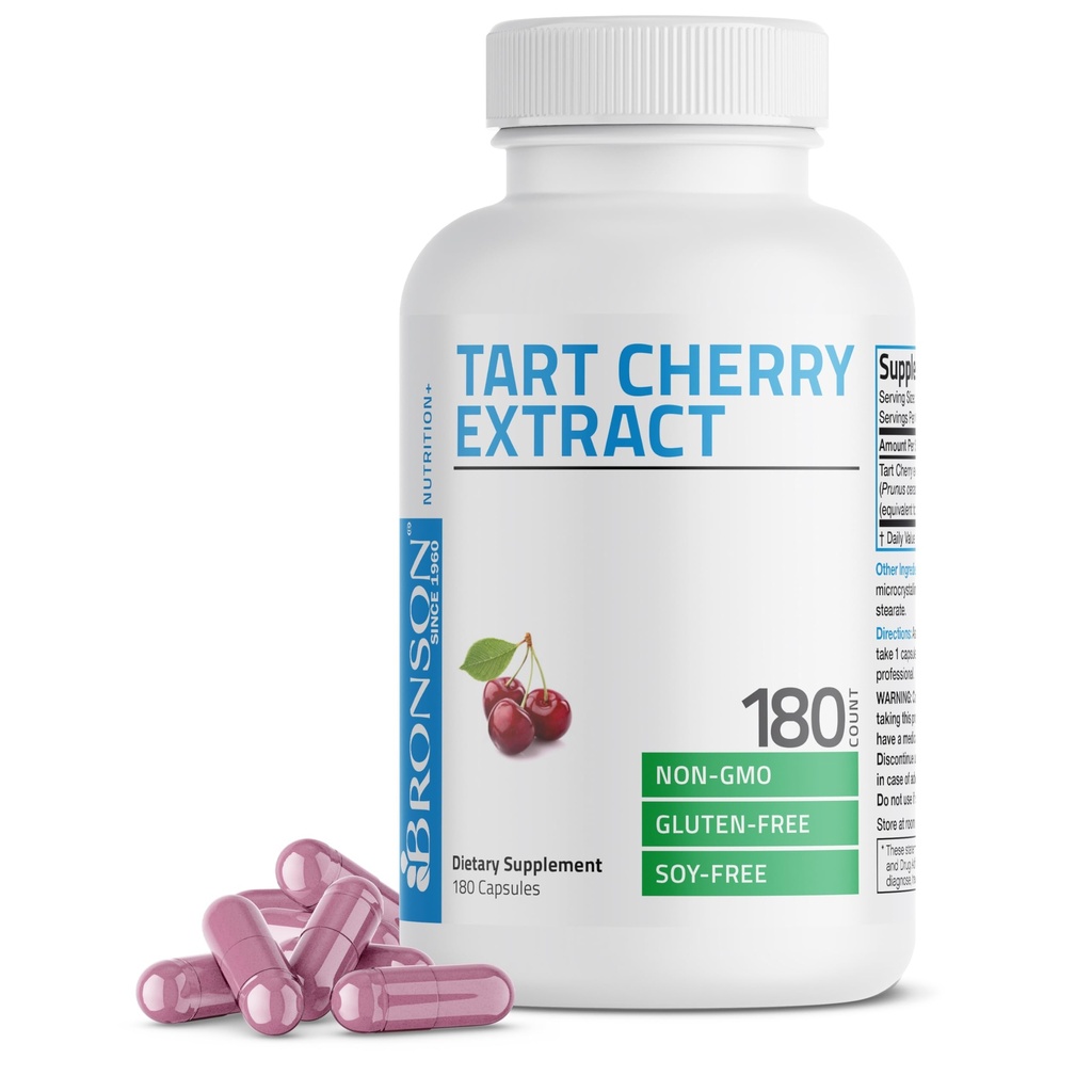 Bronson Tart Cherry Extract 2500 mg Vegetarische Capsules met Antioxidanten en Flavonoïden Non-GMO, 180 Tellen