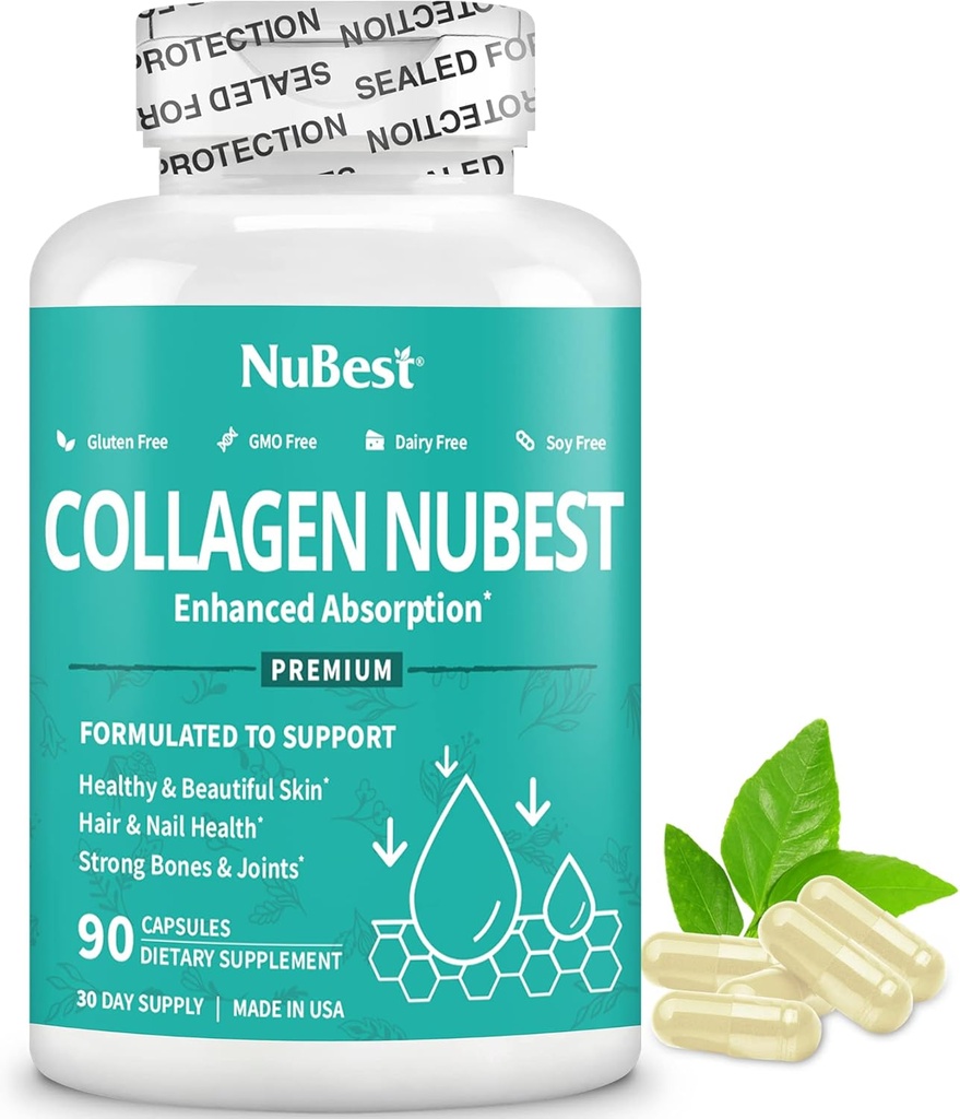 NuBest Collageen Super Collageen Peptides - Revitaliseert huid, haar & Nails - bot & Joint Strength - Beauty Collageen Formula voor mannen & vrouwen - 1.500 mg per portie 1 maand aanbod