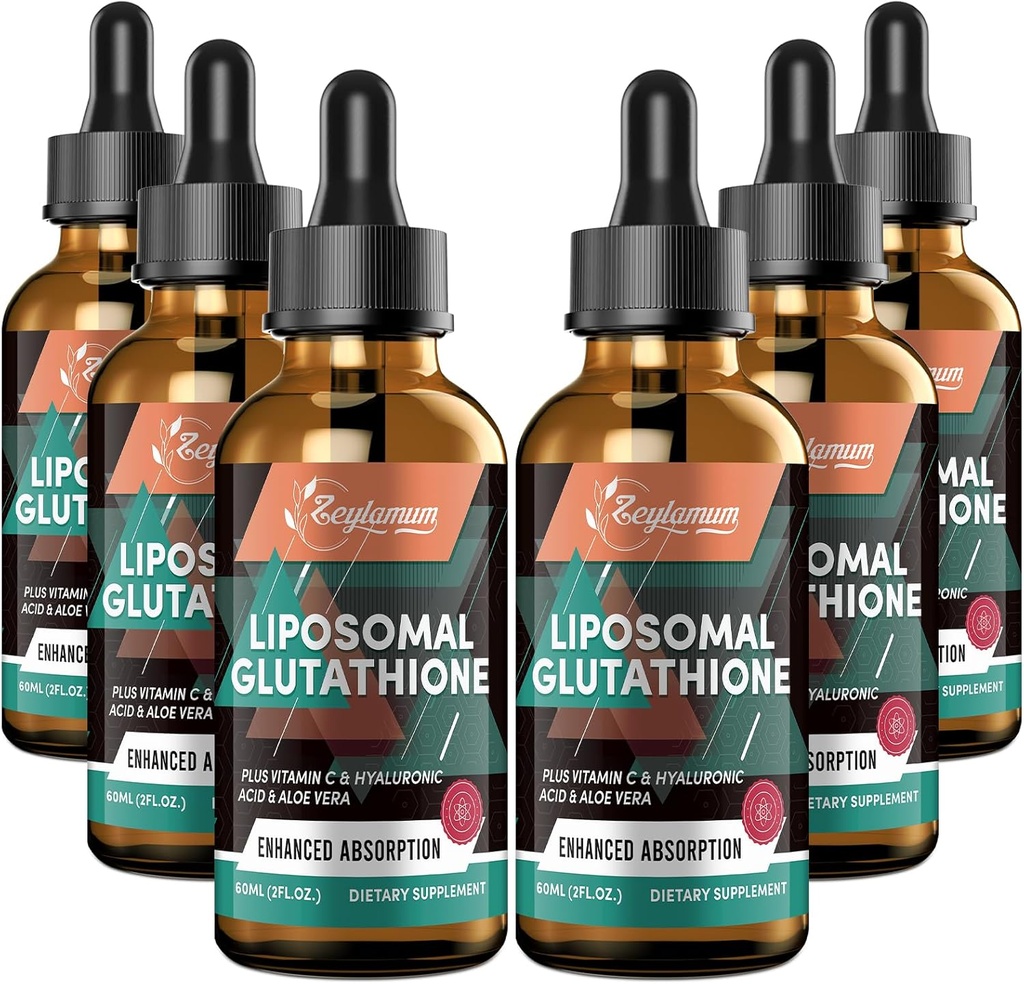 2000MG Liposomal Glutathion Liquid Drops, Ultra High Absorptie, Natural Detoxification, Immuun System & Skin Supprot*, L-Glutathione, Vitamine C & Hyaluronic Acid, Capsules Alternatief, 12.12 OZ
