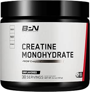BARE PERFORMANCE NUTRITION, BPN Pure Creatine Monohydraat Powder by Creapure, 5g Creatine per Serving, Ondersteunt Spiergroei, Unflavored Creatine Powder, 30 Servers
