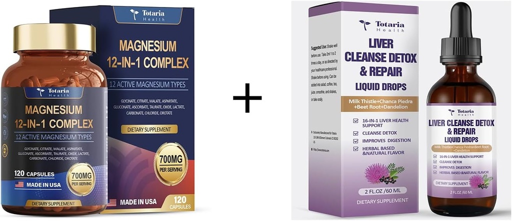 12 in 1 Magnesium Complex + Liver Cleanse Detox & Repair Liquid