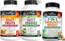 Supplément quotidien BioSchwartz Fruits et légumes pour les femmes et les hommes (2 mois d'approvisionnement) Plus 7 en 1 Supplément de soutien immunitaire avec antioxydants (2 mois d'approvisionnement)