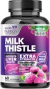 Milk Thistle Supplement met Silymarin Marianum & Dandelion Root Liver Health Support - 9:1 Extract Leverreiniging Detox & Repair 1000mg Equivalent - Nature's Milk Thistle Supplements - 60 Capsules