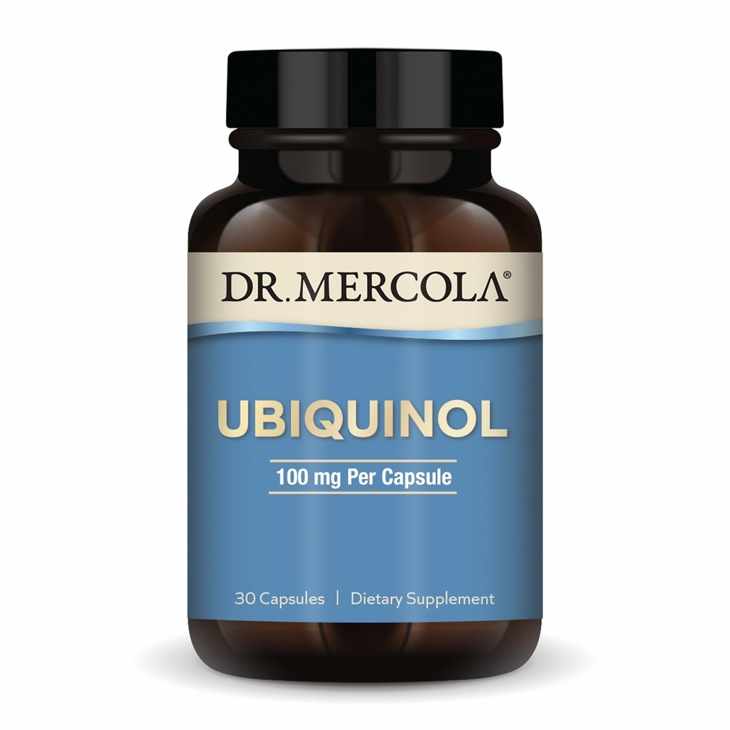 Dr. Mercola Ubichinol - 100 mg Ubichinol - Ondersteunt energieproductie - Antioxidantsupplement - Non-GMO, Glutenvrije & sojavrije - 30 capsules (30 porties)