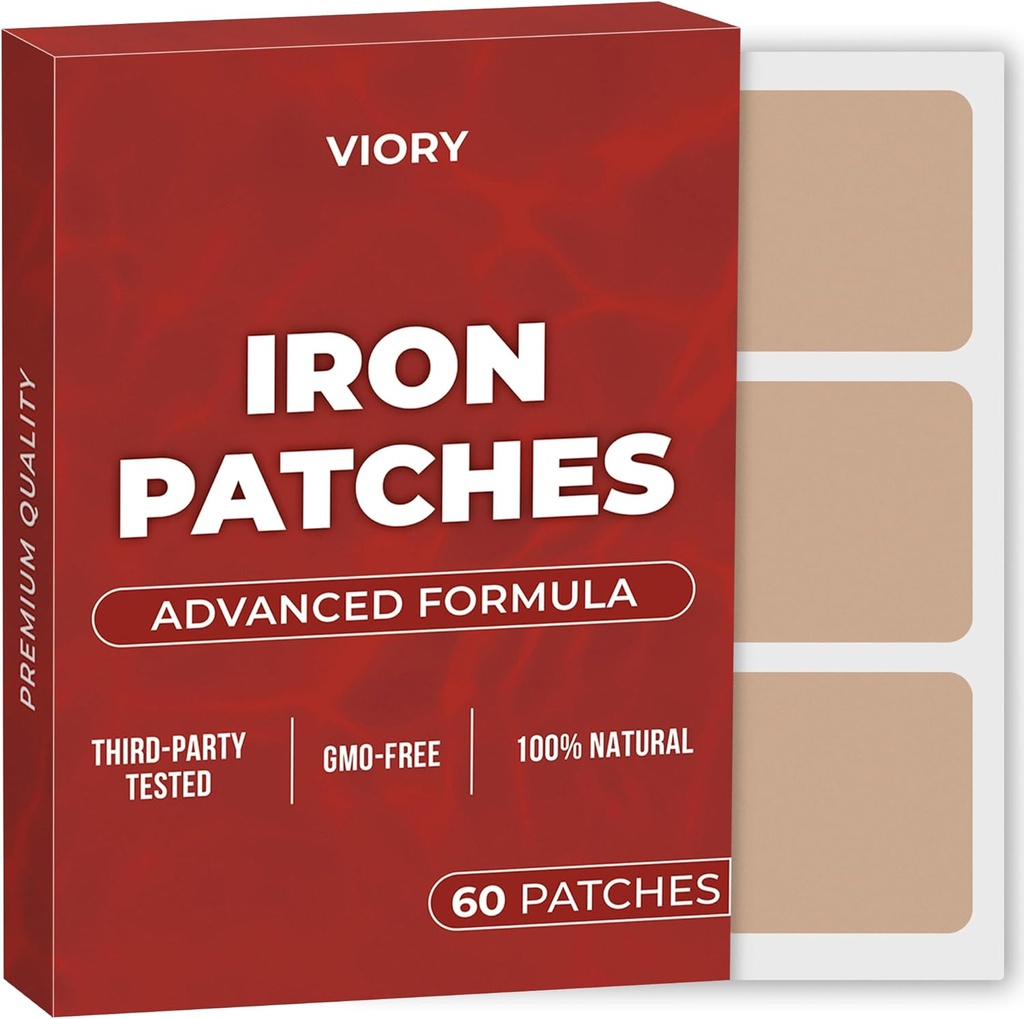 Patchs en fer (paquet de 60) - Patch 100% naturel pour les femmes et les hommes - avec Biotin - Énergie, Focus & Soutien corporel - Formule améliorée
