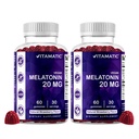 Vitamatic Melatonine 20mg Gummies voor volwassenen, 30 Servings - 60 Telling - Non-Habit Forming Supplement (Pack of 2)