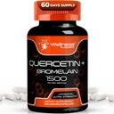 Quercetine met Bromelaine Supplement - 1500mg - Immuun Support and Heart Health Capsules for Men and Women, Quercetine Supplements Helpt ondersteuning Gemeenschappelijk en gezond Ademhalingsstelsel - 120 Tel.
