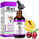 Multivitamine de chat,15 en 1 Cat vitamines gouttes liquides suppléments pour la santé cardiaque, os, articulations, peau et manteau, Bladder, système immunitaire soutien 60ml