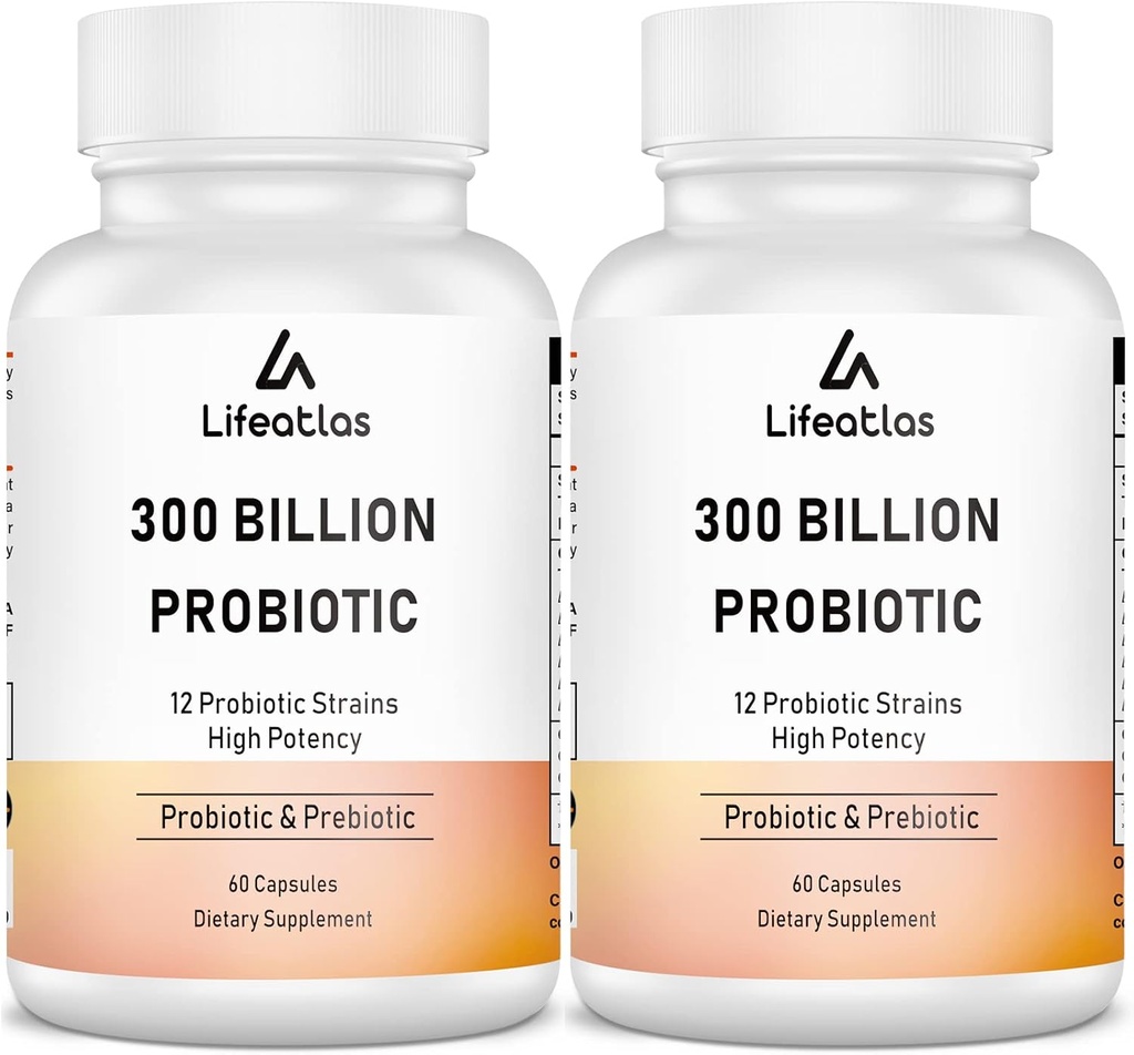 300 miljard CFU Probiotica - Probiotica voor vrouwen en mannen, 12 probiotische strains Plus Prebiotica, Max Potent voor algemene spijsvertering en Gut Health, Immune Support, Plank Stable - 120 capsules