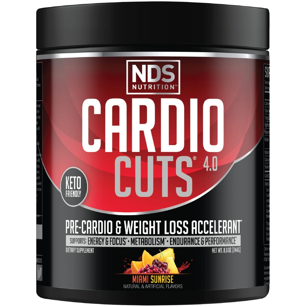 NDS Nutrition 4.0 Pre Workout Supplement - Geavanceerde gewichtsverlies en precardio Formule met L-Carnitine, CLA, MCTs, L-Glutamine, en Saffloer Oil - Miami Sunrise (40 Servers)