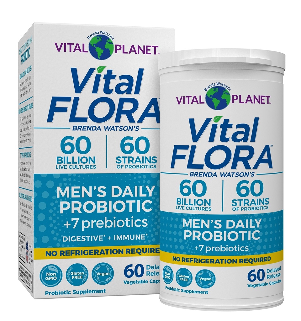 Vitale Planeet - Vitale Flora Probiotica voor mannen, 60 miljard CFU, 60 Diverse Strains, 7 Biologische Prebiotica, Mannen