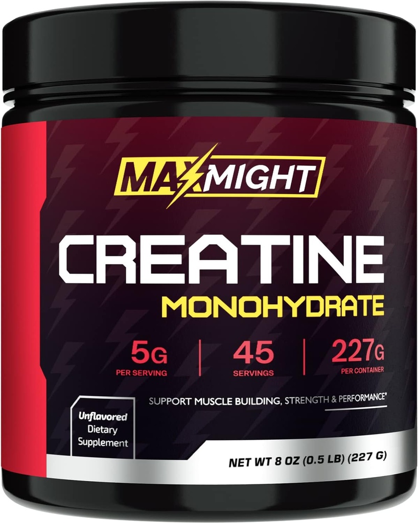 Creatine Monohydraat poeder, gemicroniseerd, 5g per portie, ongearomatiseerd en zeer oplosbaar, geen filler, gebouwde spier en verbetering van de prestaties voor mannen en vrouwen, 45 porties