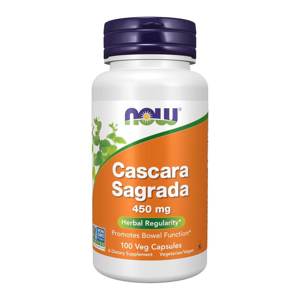 NOW Foods Supplements, Cascara Sagrada (Rhamnus Purshiana) 450 mg, Kruidenregulariteit*, 100 Veg Capsules