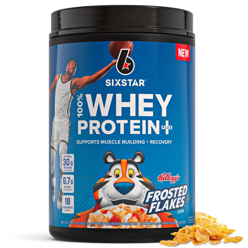 Six Star Whey Protein Powder Plus - Muscle Building & Recovery Formula with Whey Isolate Powder, BCAAs, 30g Protein, Immune Support - Post-workout Supplement - Kellogg