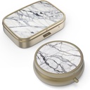 Pill Case Pill Box met Mirror Retro Small Pill Case voor Purse of Pocket Bronzen Pill Box of Vitaminen, Visolie, Supplementen, Pill Bevat reizen Gifts(2PCS)