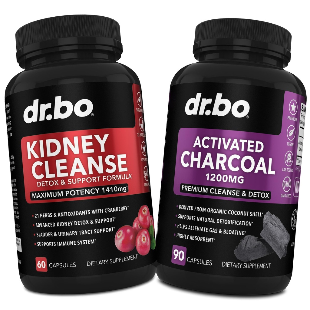 Nierreiniging Detox & Geactiveerde Charcoal - Natuurlijke Cranberry & Uva Ursi Extract ter ondersteuning van nieren, blaas en urinetrek gezondheid - Kokoskool Pillen voor maaggas & Bloating Support