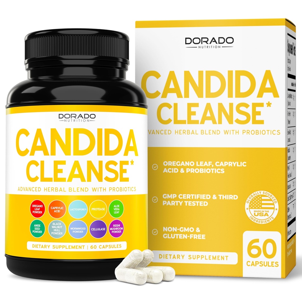 Candida Cleanse Detox (60 Count) Geavanceerde 11-in-1 formule voor overgroei behandeling met Candida Killer Complex voor mannen en vrouwen - derde partij getest - Made in USA