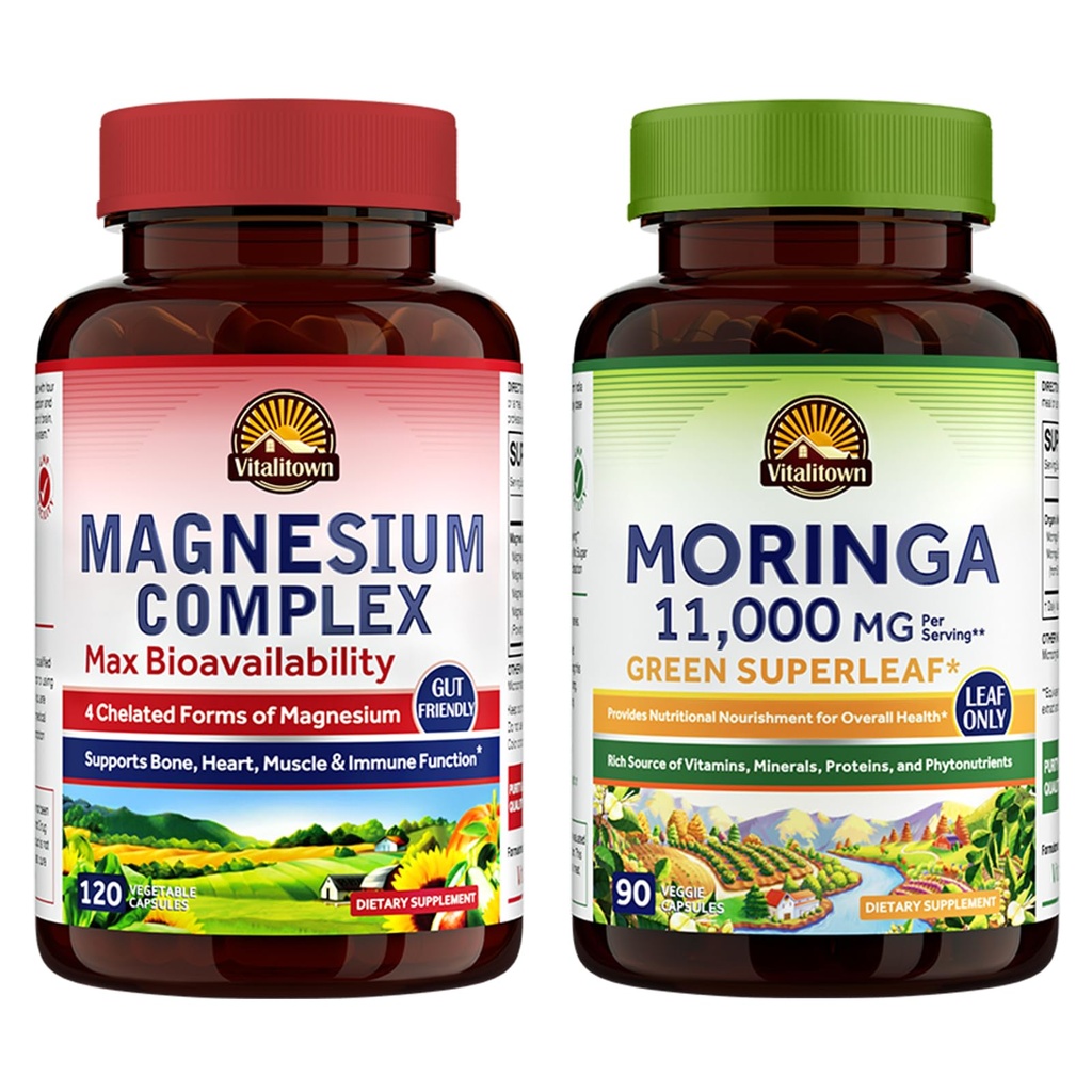 Vitalitown Magnésium + Bundle de Moringa (paquet de 2)