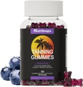 Looien Gummies, Looien Supplement voor Volwassenen Vrouw & Mannen, Dagelijkse Tanning Gummies voor Huid Gezondheid & Pigmentation, Niet-GMO, Veganistisch, Blueberry Flavor, 60 Gummies