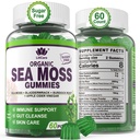 Gummées de mousse de mer - Gummées de mousse de mer irlandaise pour adultes et enfants - Supplément super-alimentaire avancé Seamoss avec extrait de racine de bradderwrack et de dard,ACV pour Immune quotidienne, Gut Cleanse, Vegan, 60 comtes