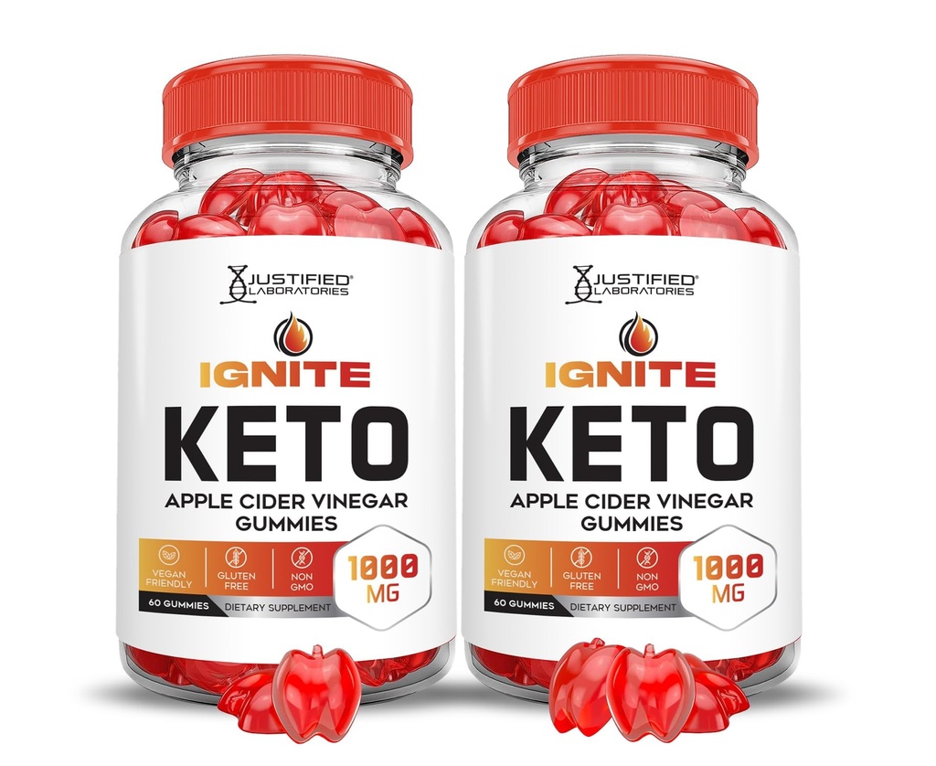 Justified Laboratories (2 Pack Ignite Keto ACV Gummies Advanced 1000MG Ignite Keto Gummies Formula Apple Cider Vinegar Geformuleerd met Granaatappel Beet Juice Powder B12 Vegan Non GMO 120 Gummys