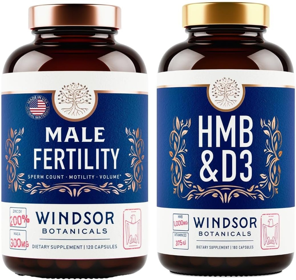WINDSOR BOTANICA HMB met vitamine D3 en calcium en mannelijke vruchtbaarheid ondersteuning bundel