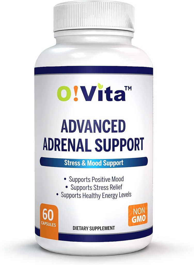 Advanced Adrenal Support met Ashwagandha, Panax Ginseng, Ondersteunt Adrenal Gland Health 2-maand levering (60 niet-GMO capsules)