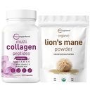 Micro Ingrediënten Multi Collageen Complex & Lions Mane Mushroom Supplement Powder Bundle 2 Pack 