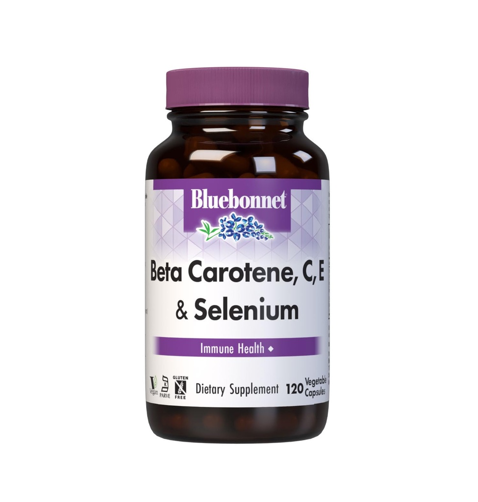 BlueBonnet Beta Caroteen C en E Plus Selenium Vegetarische Capsules, 120 Telling, Wit
