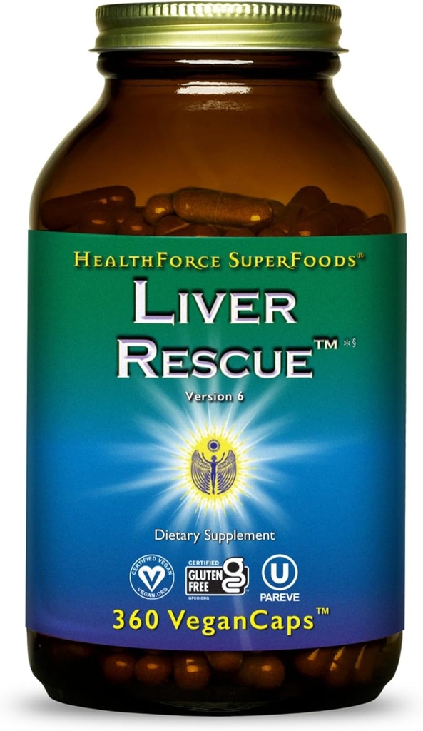 HealthForce SuperFoods Liver Rescue - Natuurlijke Lever Reiniging - met melkdistel & Dandelion Root - Glutenvrij & Veganistisch - 360 Capsules