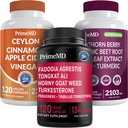 Ceylon Cinnamon (1pk), Fadogia Tongkat Ali (1pk) en Nitrik Oxide (1pk) Supplement Bundel - Krachtige vitamines voor hart, energie, mannelijke welzijn, & Immune Support - Non-GMO, Veganistisch, Glutenvrij