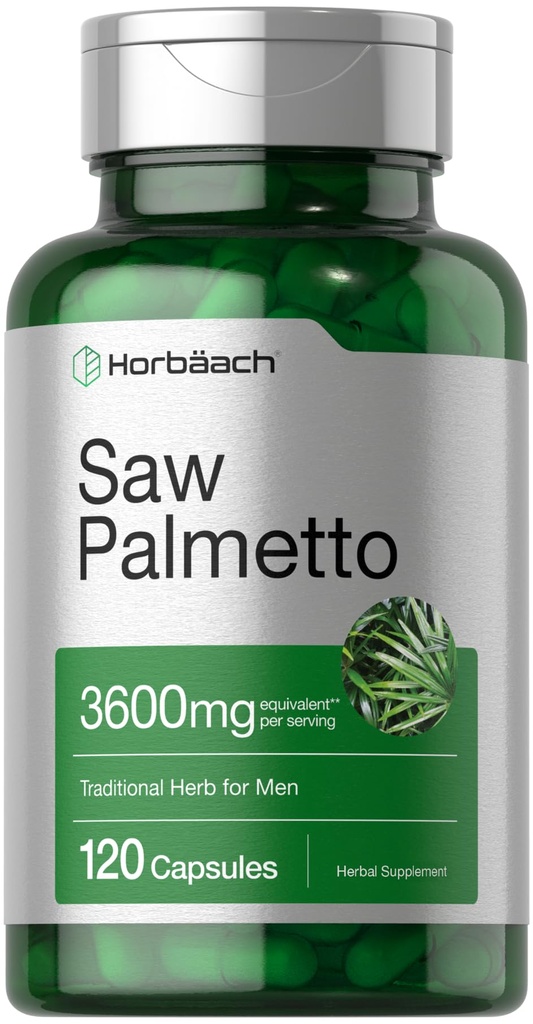 Horbäach Saw Palmetto Extract 120 Capsules Niet-GMO en Glutenvrije Formule van Zag Palmetto Bessen