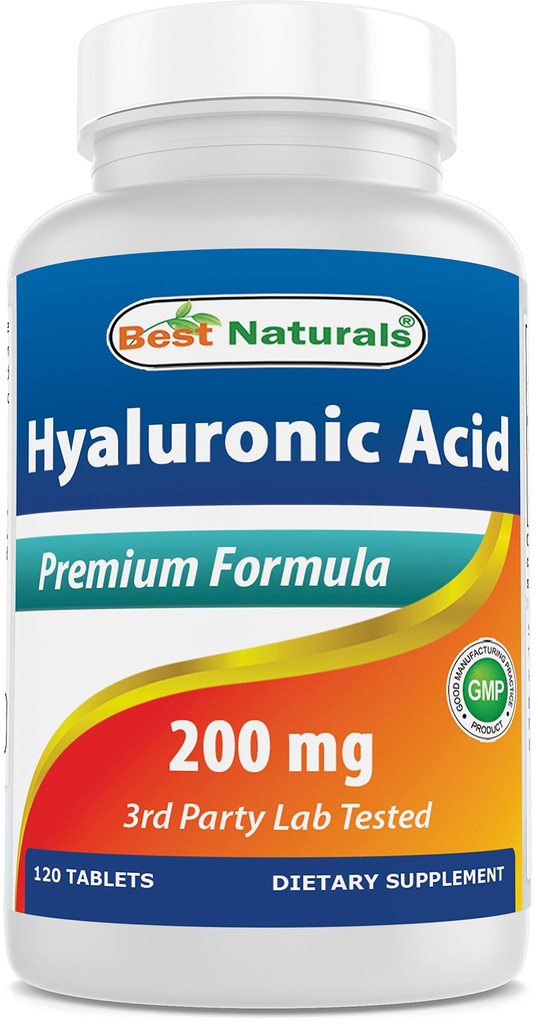 Best Naturals Hyaluronic Acid 200 mg 120 tabletten (Non-GMO, Glutenvrij) - Bevordert jeugdige gezonde huid en gezonde gezamenlijke functie (120 telling (verpakking 1))