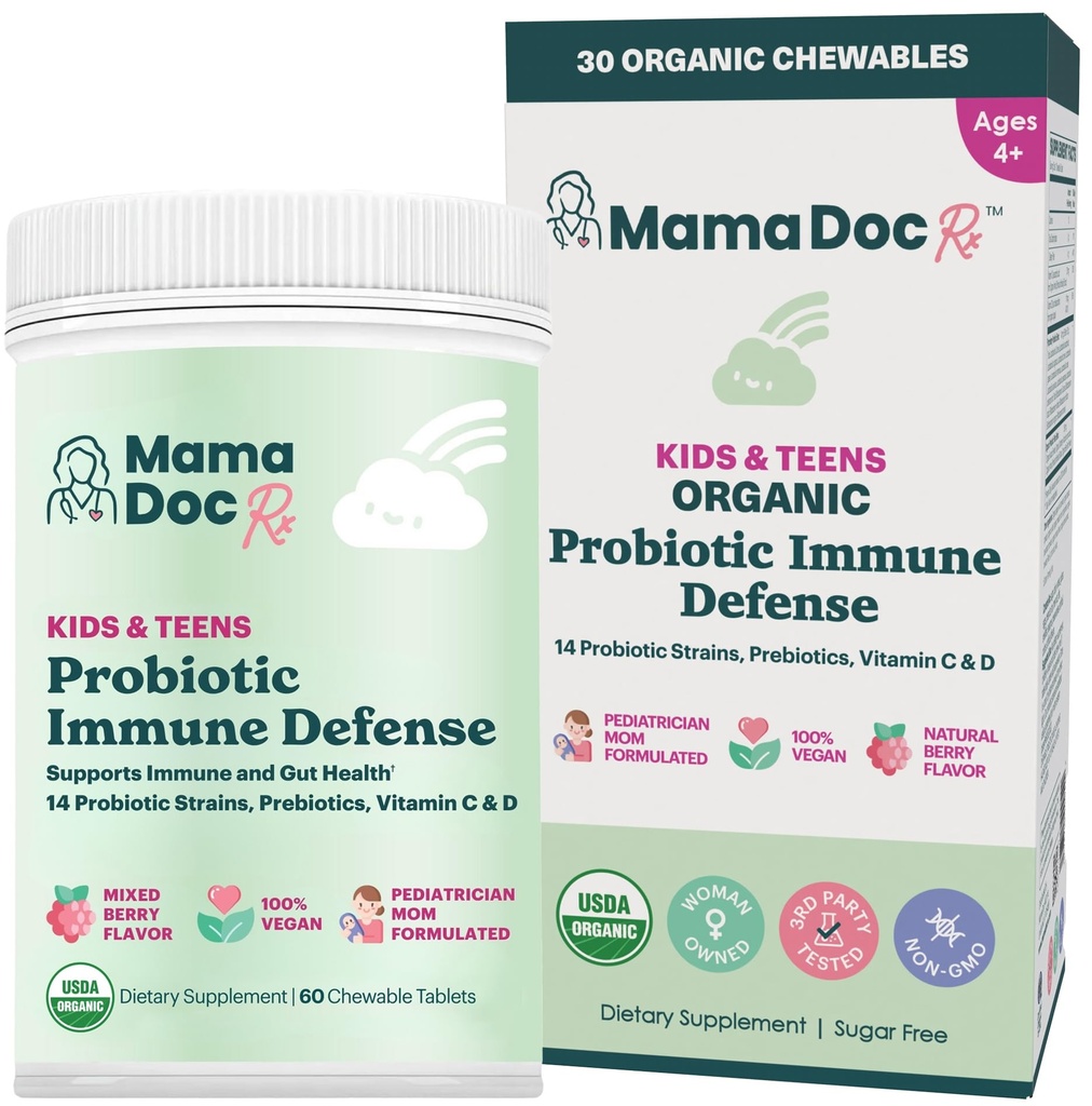 Gecertificeerde biologische Kids & Teens Probiotic Immune Defense - 5 Miljard CFUs 