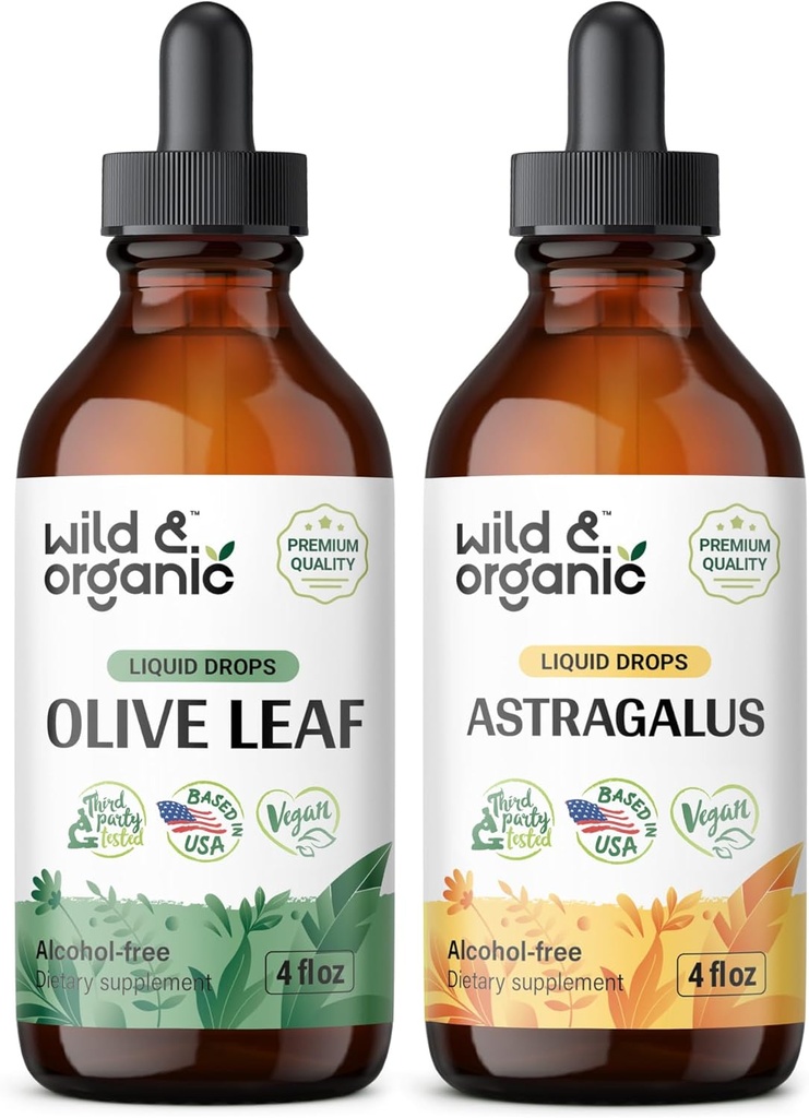 Wild & Organic Olive Leaf Tinctuur 4 fl oz & Astragalus Tinctuur 4 fl oz