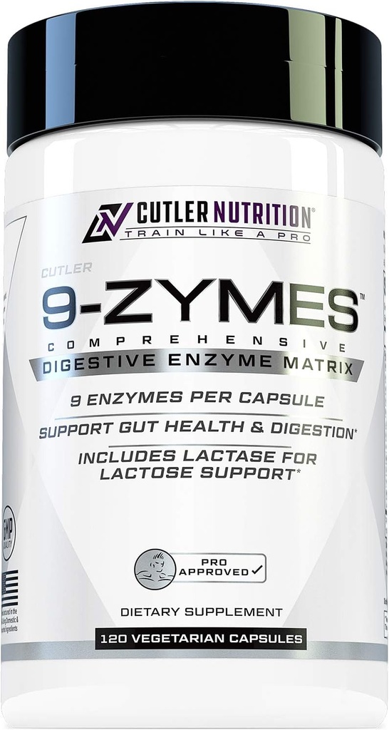 Cutler Nutrition 9-Zymes Digestief Enzyme Supplement: Bevat bromelaïne, Protease, Lipase, Lactase & Meer om te helpen verminderen Bloating, verbeteren van de absorptie en verminderen van gas, 120 porties/capsules