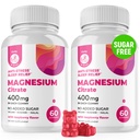 Magnésium Gommies sans sucre - Calme supplément de magnésium pour les enfants, soutient le sommeil reposant, Magnésium sans sucre Citrate Gommies pour enfants et adultes (120 comte)