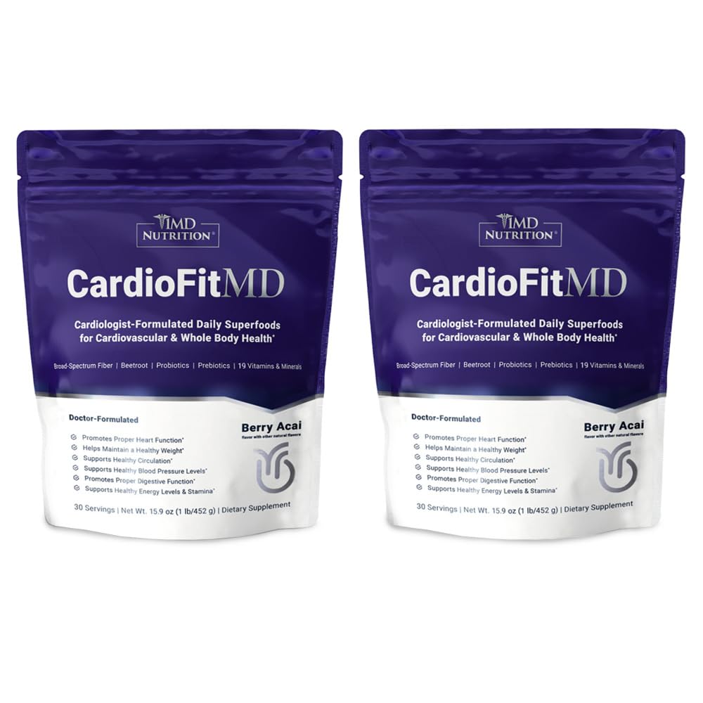 1MD Nutrition CardioFitMD - Veganistische bieten Superfood Keto- Heart Health Powder - Nitric Oxide Supplement - Beetwortelpoeder voor gezonde bloeddruk en circulatie - Hoge vezeldrank - 30 dagen (2-pack)
