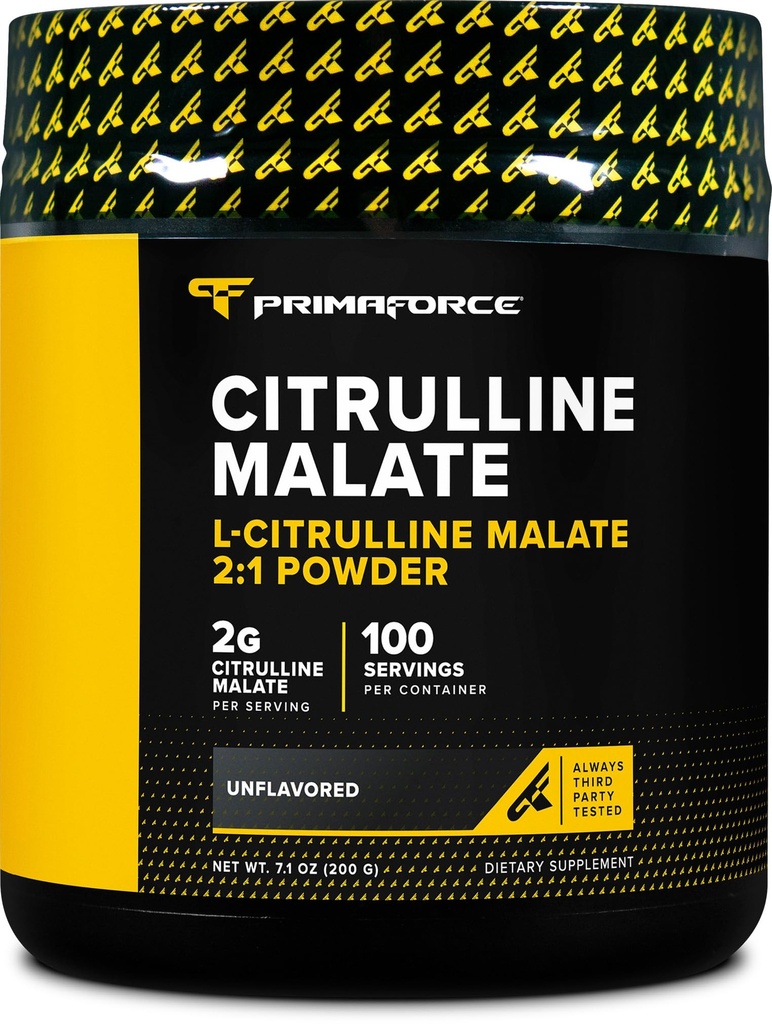 PrimaForce L-Citrulline Malate Powder, Unflavored Pre Workout Supplement, 200 Gram - Boosts Energy, Aids Recovery, Verbetert de sterkte prestaties . . Vegan, Non-GMO