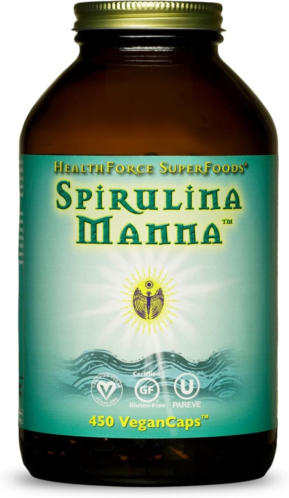 HealthForce SuperFoods Spirulina Manna - Capsules - 450 Vegan Capsules