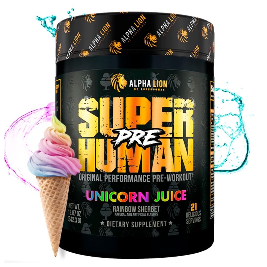 ALPHA LION Superhuman Pre Workout Powder, Beta Alanine, L-Taurine & Tri-Source Caffeine for Sustained Energy & Focus, Nitric Oxide & Citrulline for Pump (21 Serves, Unicorn Juice)