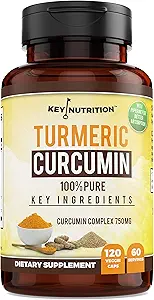 Complexe Curcumine Turcuma avec Piperine, 100% Pure - 120 Capsules
